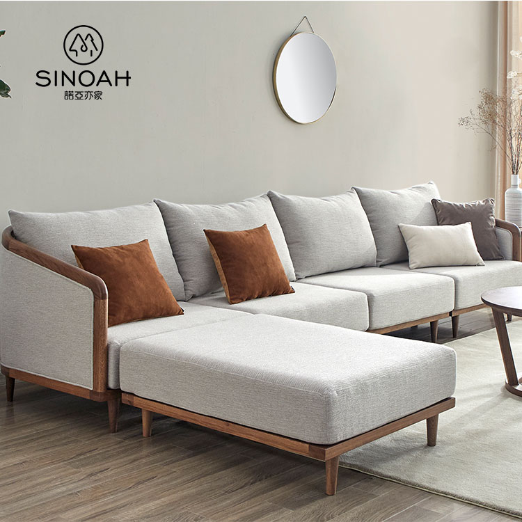 Sofa Kayu Oak Warna Walnut Bentuk L